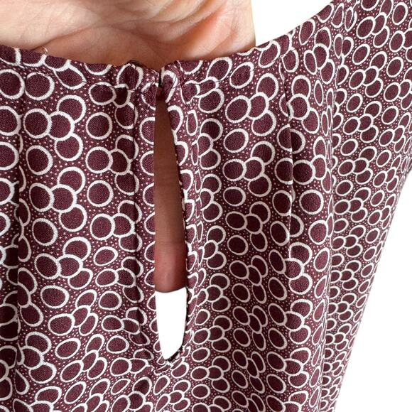 Ann Taylor Burgundy White Circle Pattern Lightweight Pullover Blouse Size S - Picture 3 of 5